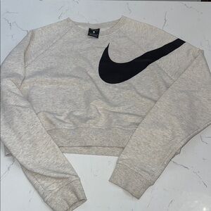 Nike Women's Beige and Black Crew Neck Sweater